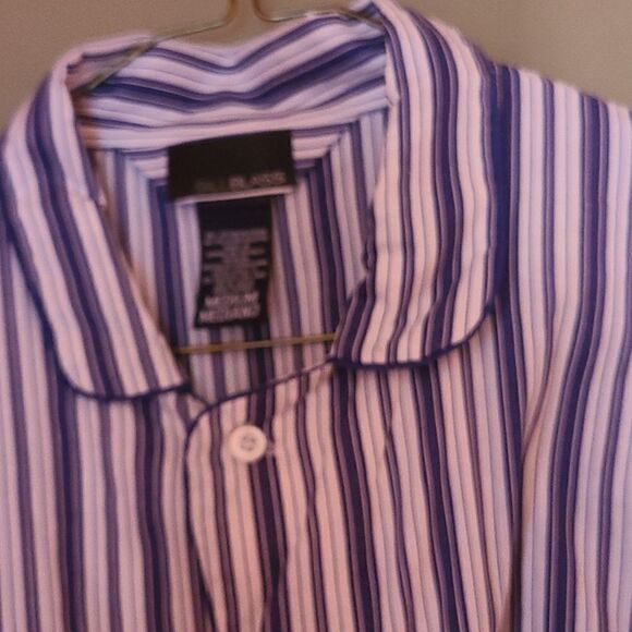 Medium Bill Blass Long Sleeve Blue and White Strip Shirt - Picture 5 of 6